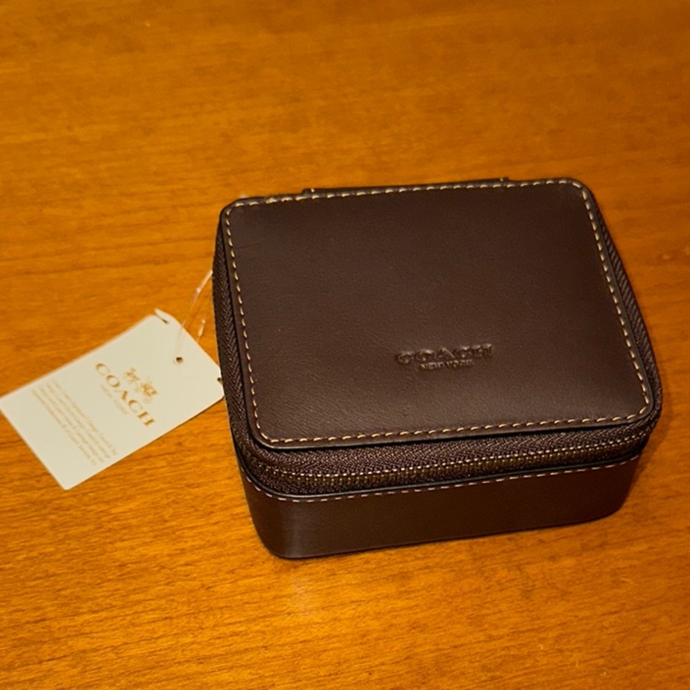 Coach Burgundy Leather Travel Jewelry Case UNIQUE